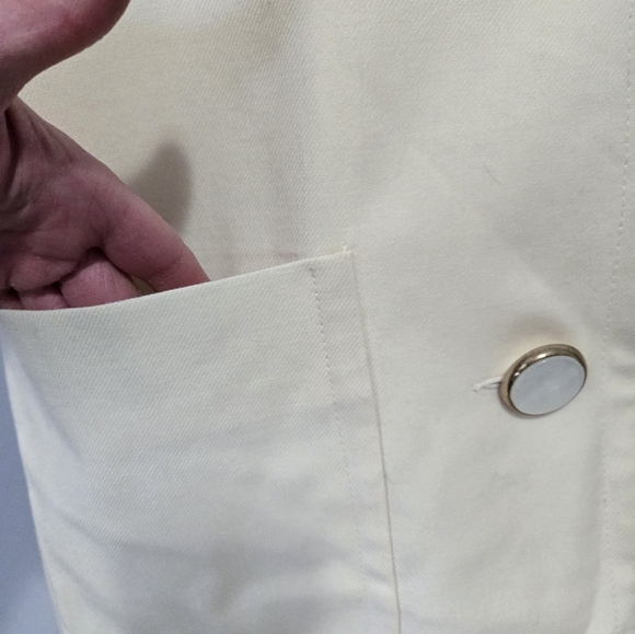 Mr. LEONARD VINTAGE Cream/Pale Yellow Virgin Wool Women's Jacket.Size L/XL - Picture 6 of 12